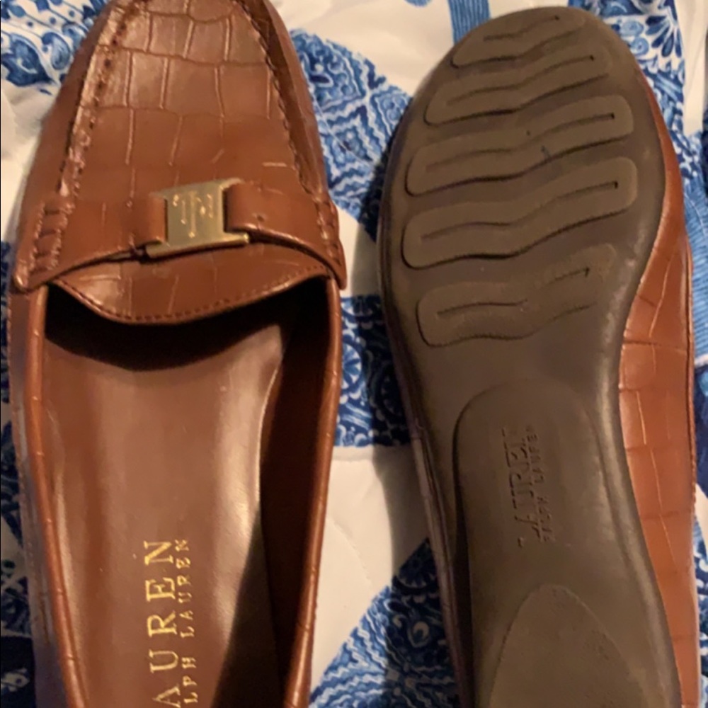 ralph lauren brown leather loafers euc 7.5